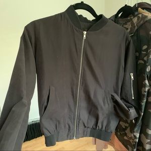 Women’s Suede Black Bomber Jacket